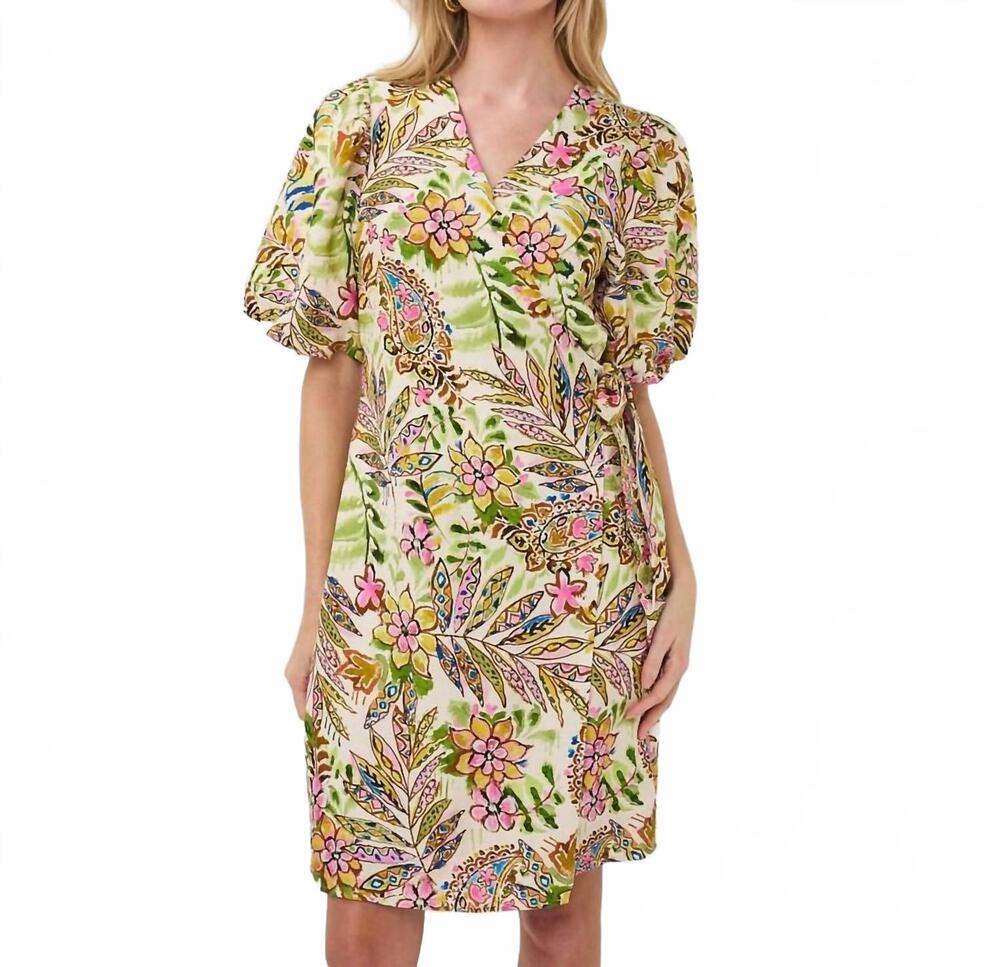 NEW ESQUALO jungle print wrap dress in green multi